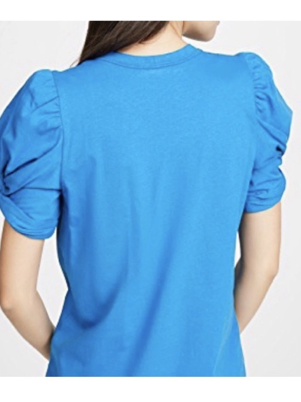 A.L.C. Top Shirt Tshirt XSmall XS Puff-Sleeve Crew Neck Blue Cotton Feminine - Picture 9 of 9